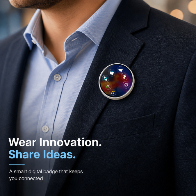Smart Digital Badge Pin with 1.7" HD Screen
